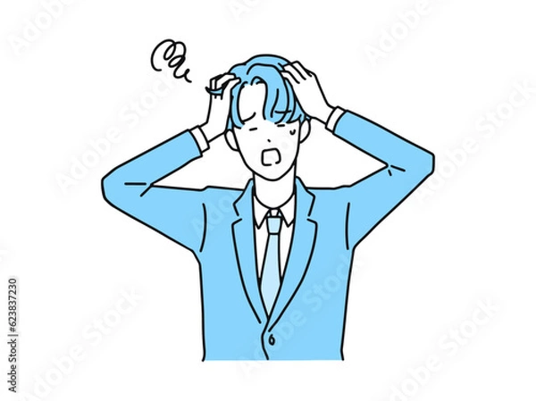 Obraz 頭を抱えて悩む男性・ビジネスマン