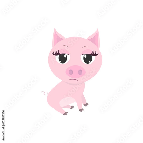 Obraz Cute piglet on white background isolated