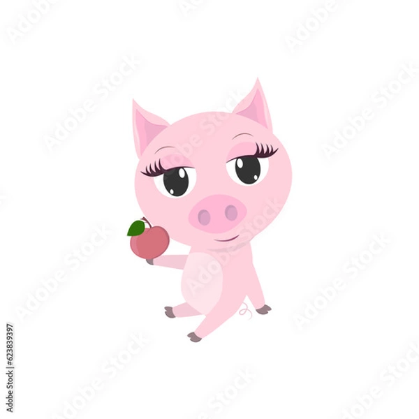 Obraz Cute piglet on white background isolated