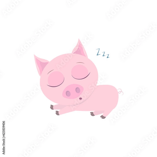 Obraz Cute piglet on white background isolated