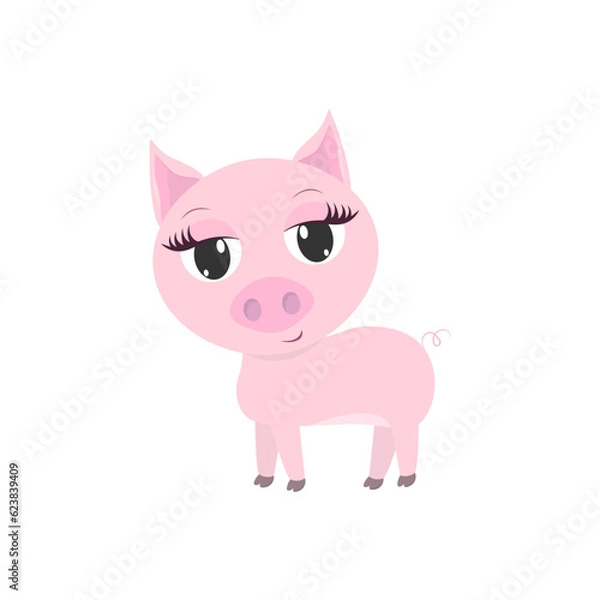 Obraz Cute piglet on white background isolated