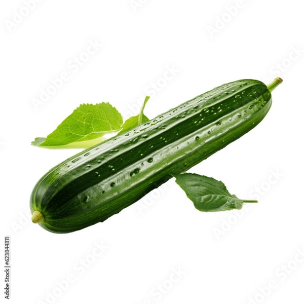 Fototapeta cucumber with leaves. No background