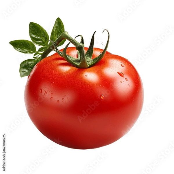 Fototapeta Tomato on a branch with a leaves. No background