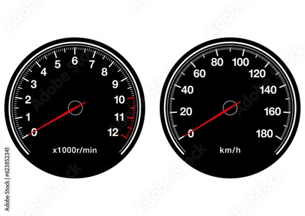 Fototapeta スピードメーターとタコメーターのイラスト素材