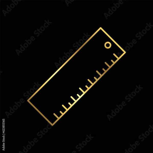 Fototapeta Gold Color Simple Ruler Icon Vector Template