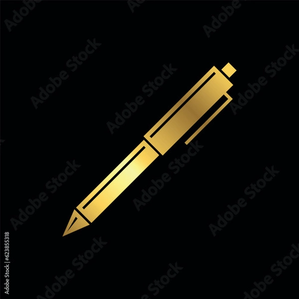 Fototapeta Gold Color Simple Pen Icon Vector Template