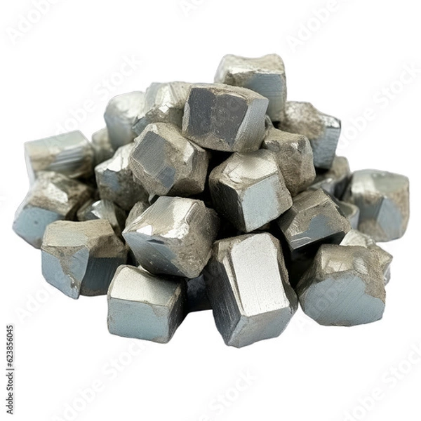 Fototapeta A pile of raw lithium metal to make batteries isolated on a transparent background