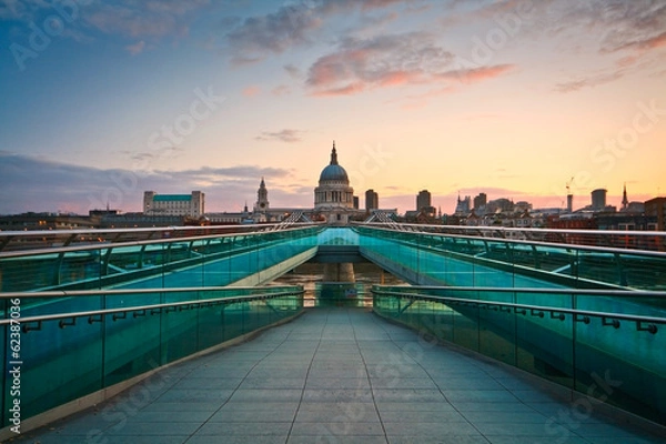 Obraz Paul's cathedral and Millennium bridge, London