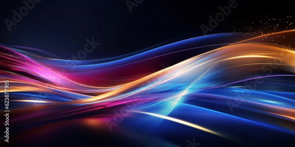 Fototapeta abstract futuristic background with gold PINK blue glowing neon moving high speed wave lines and bokeh lights. Data transfer concept Fantastic wallpaper