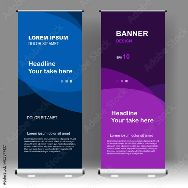 Obraz Business Roll up banner vertical template design, for brochure, business, flyer, infographics. modern x-banner and flag-banner advertising. vector illustration