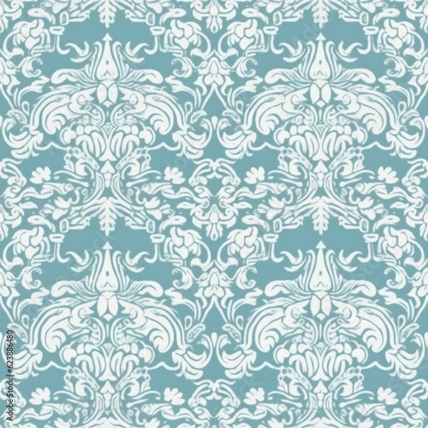 Fototapeta Seamless Demask Pattern #9, Made with Generative AI