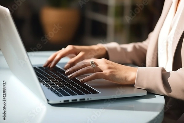 Obraz Office occupation lifestyle technology home computer businessman laptop executive online working hands business cyberspace