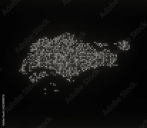 Fototapeta Map of Singapore on a black background