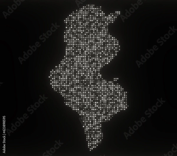 Fototapeta Map of Tunisia on a black background