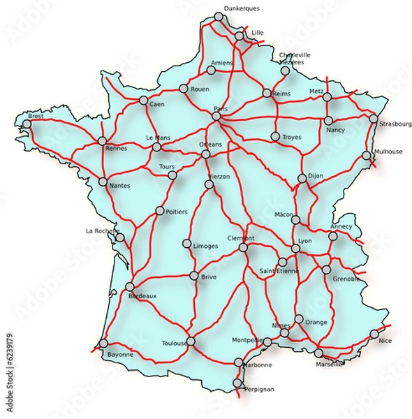 Obraz carte route france