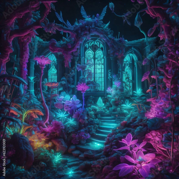 Obraz Translucent fantasy garden ai generated 