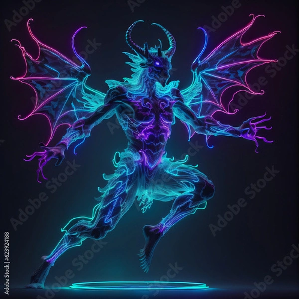 Obraz neon mythical beast ai generated 