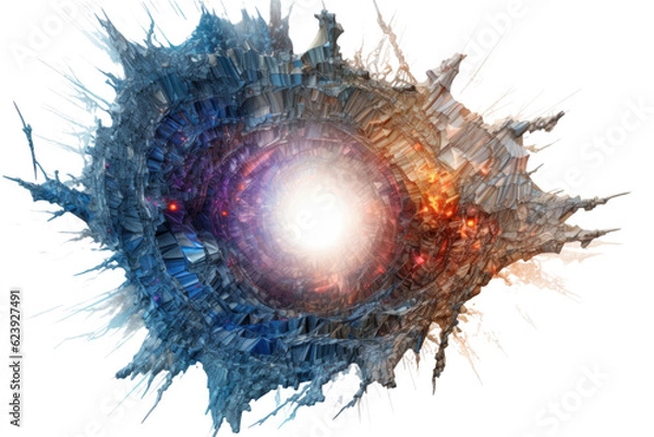 Obraz fractal geometry portals slicing through a cosmic supernova, abstract shape isolated on a transparent background, generative ai