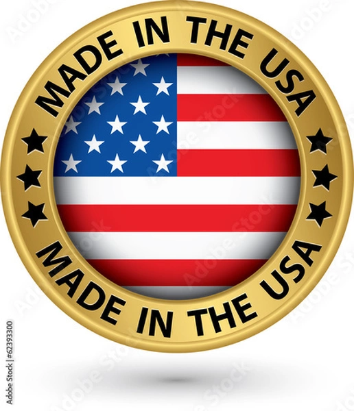 Obraz Made in the USA gold label, vector illustration