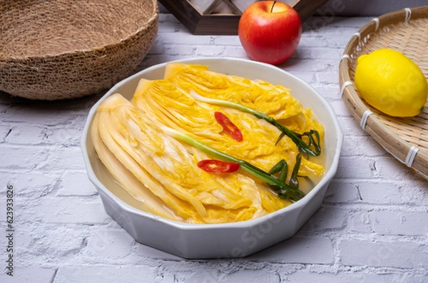 Obraz Korean traditional food white kimchi - water kimchi