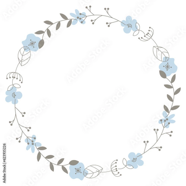 Fototapeta 北欧風の草花の丸フレーム
