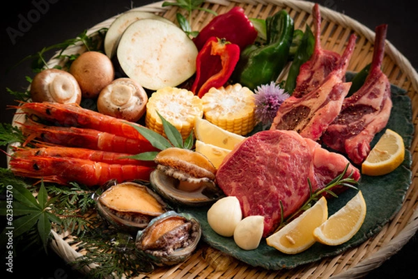 Obraz 鉄板焼きの材料イメージ1