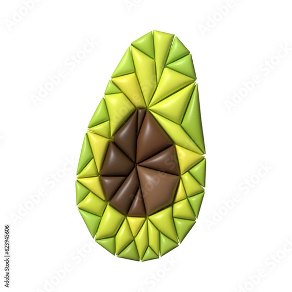 Fototapeta 3D vector model of an avocado in an abstract style