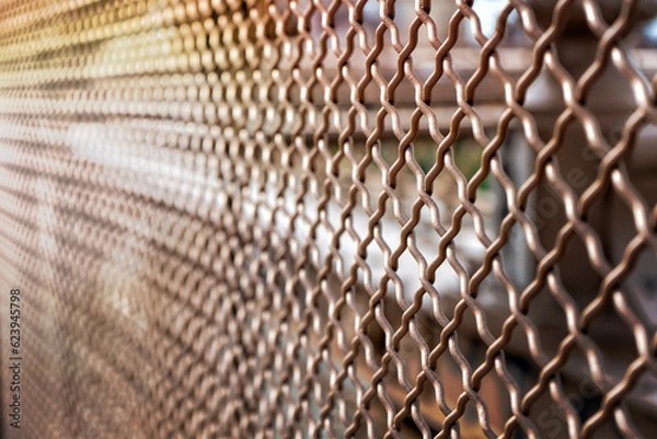 Obraz Chainlink fence with blurry background