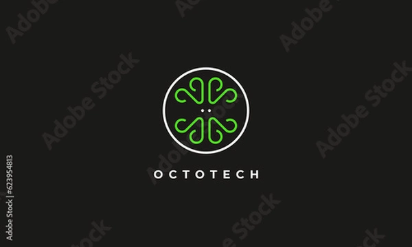 Obraz abstract octopus logo pictogram style in simple circle shape