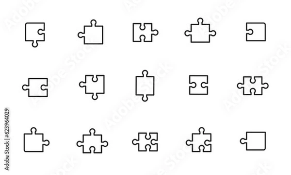 Obraz パズルのアイコンセット/ゲーム/アイデア/謎/イラスト/ベクター