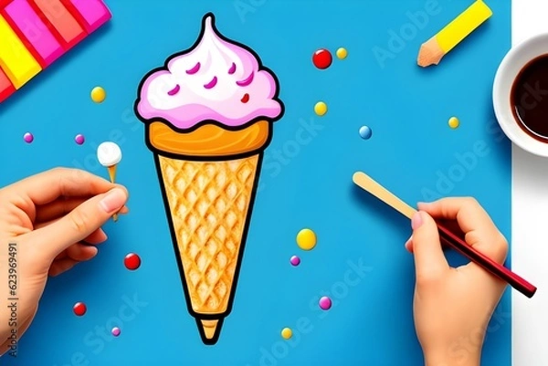 Obraz ice cream cone. Generative AI