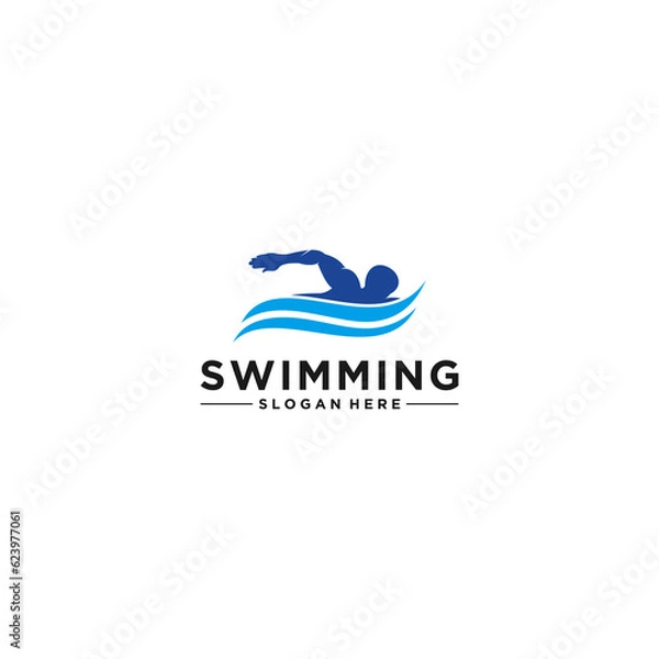 Fototapeta swimming logo template vector in white background