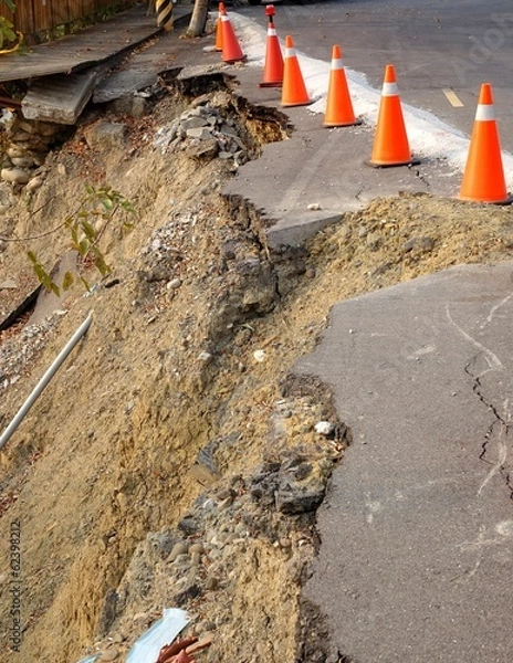 Obraz Road Damaged by Landslide