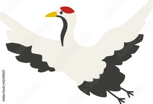 Obraz シンプルにデフォルメした鶴のイラスト