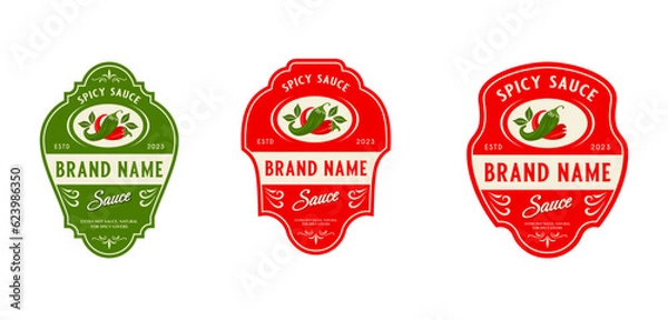 Fototapeta hot chili vector label design. red chili concept, for spicy food product labels