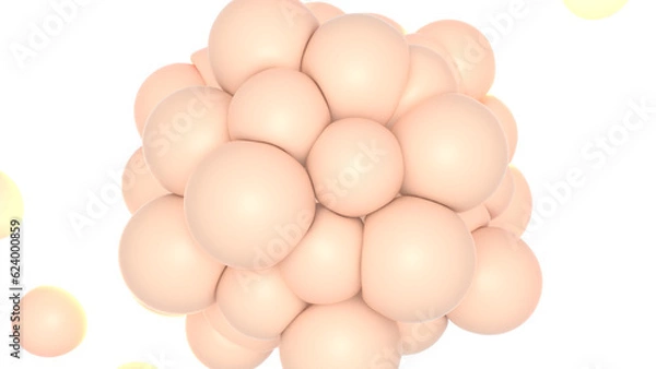 Fototapeta Fat cells collide into one pile 3d render
