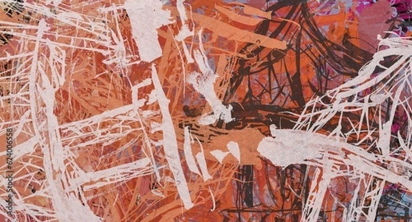 Fototapeta Abstract Grunge Background Graphic Watercolor Stylization on Textured Canvas of Chaetic Strokes of Paint Spots