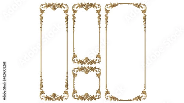 Fototapeta set of gold frames with classic ornaments