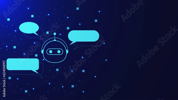 Fototapeta Digital chatbot, virtual assistant or artificial intelligence for chat concept with chat bubble.