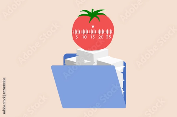 Fototapeta Productivity work process vector, prioritize work with files and folder, business working tools vector, work with deadline approaching, overwhelm business tasks, business daily routines working