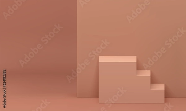 Obraz Beige 3d staircase level basic foundation win ceremony celebration progress aspirations vector