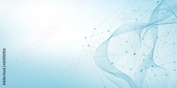 Fototapeta Technology abstract lines and dots connection background. Connection digital data and big data concept. Digital data visualization, illustration