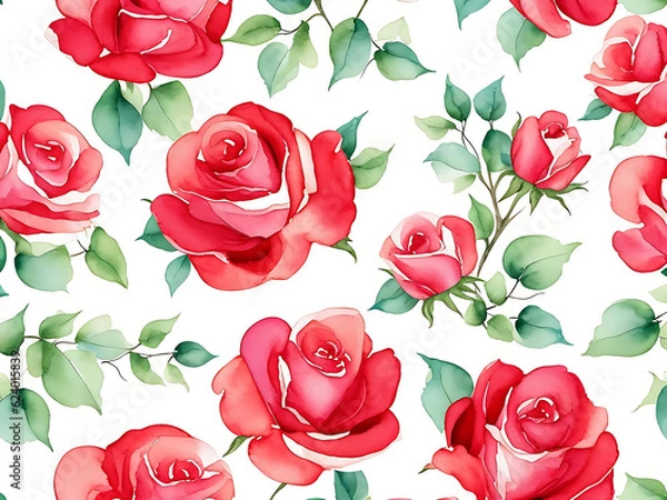 Fototapeta Photo  flowers watercolor seamless patterns Ai generated