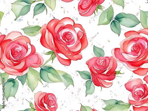Fototapeta Photo  flowers watercolor seamless patterns Ai generated