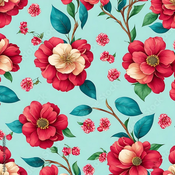 Fototapeta Photo  flowers watercolor seamless patterns Ai generated