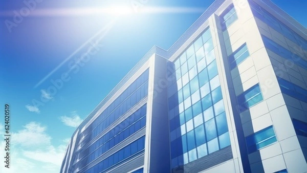 Fototapeta 青空にそびえるビル　Generative AI