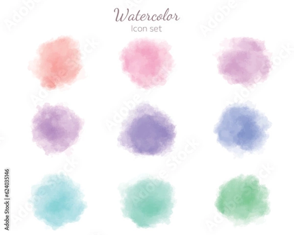 Fototapeta 水彩テクスチャのアイコンセット