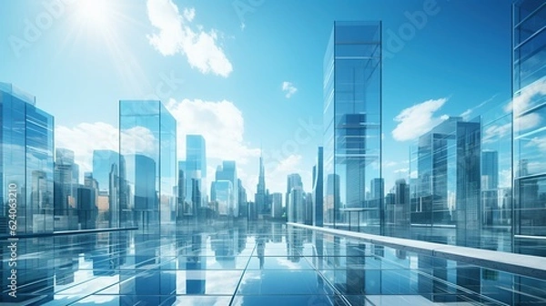 Obraz High glass building tower office skyscrapers in city view