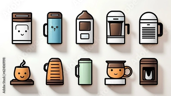 Fototapeta Set of Home Appliances web icons in line style, Vector illustration, Clean white background, Generative AI