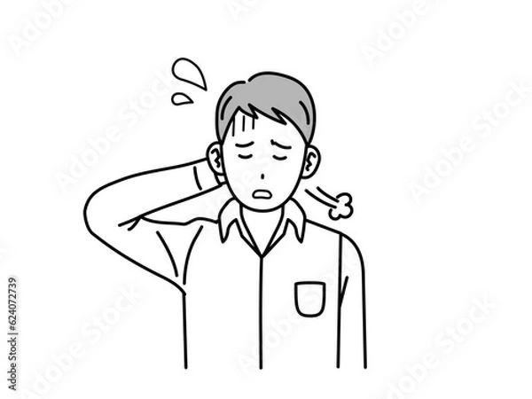 Fototapeta 辛い表情をした若い男性のイラスト